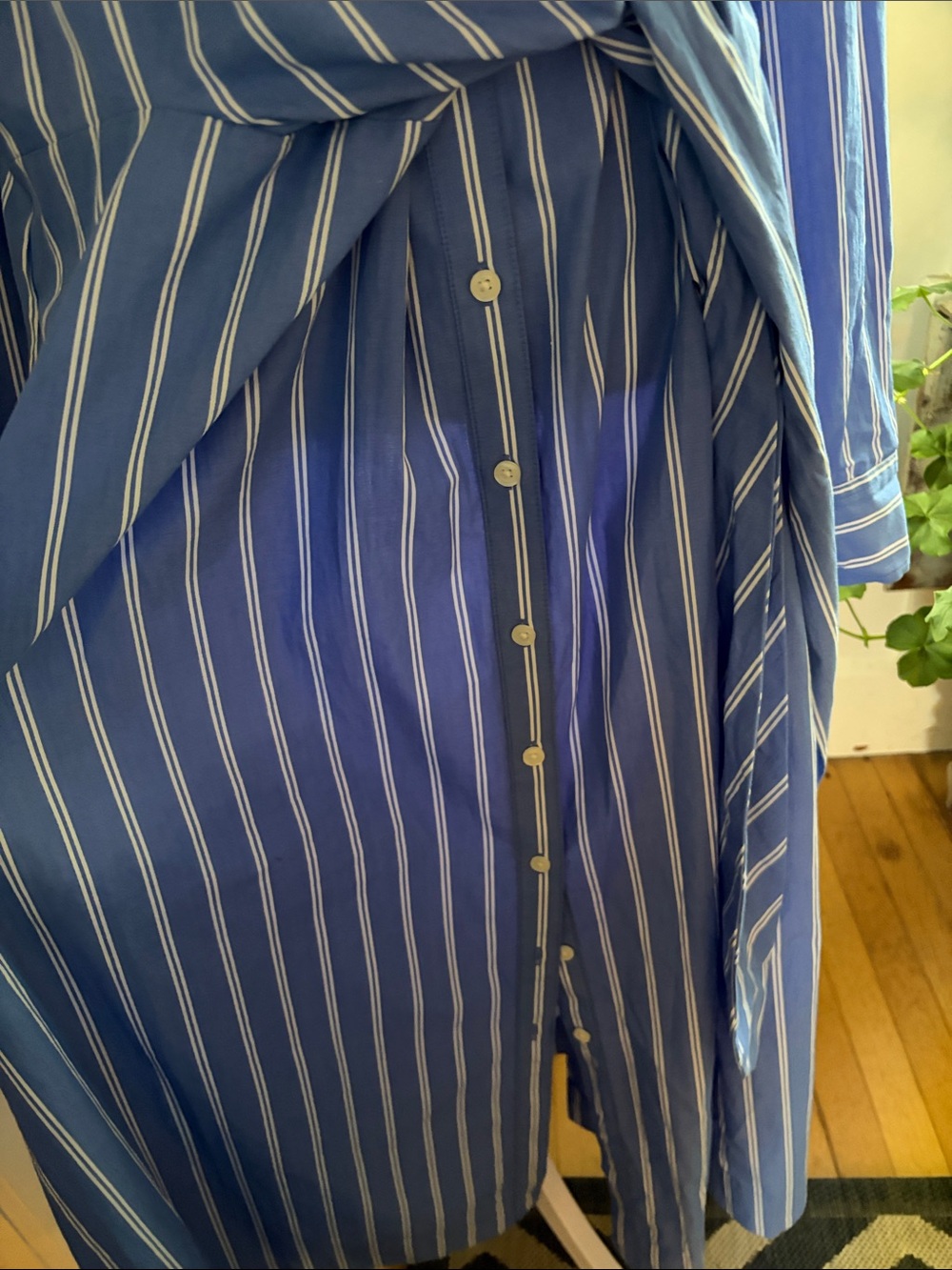 NWOT Universal Thread Blue and White Striped Wrap Waist Shirt Dress XXL - Picture 7 of 12